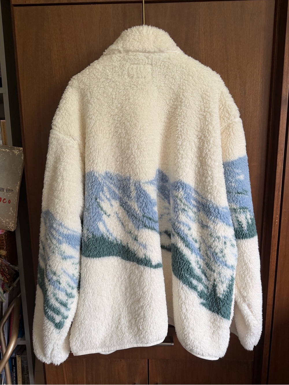 Goodfellow & Co Scenic Sherpa Fleece Jacket in Cream, Blue, Green & Red - Picture 3 of 5